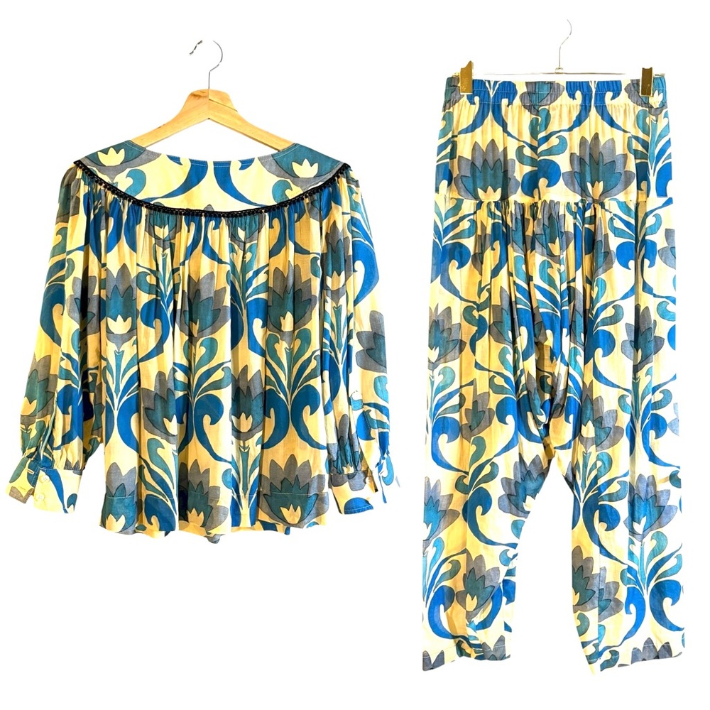 SMYTHE  Blue Cotton Patterned Matching Set in Sz XS - Picture 5 of 7